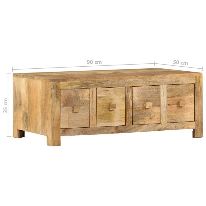 Table basse avec 4 tiroirs 90x50x35 cm Bois solide de manguier - Photo n°8