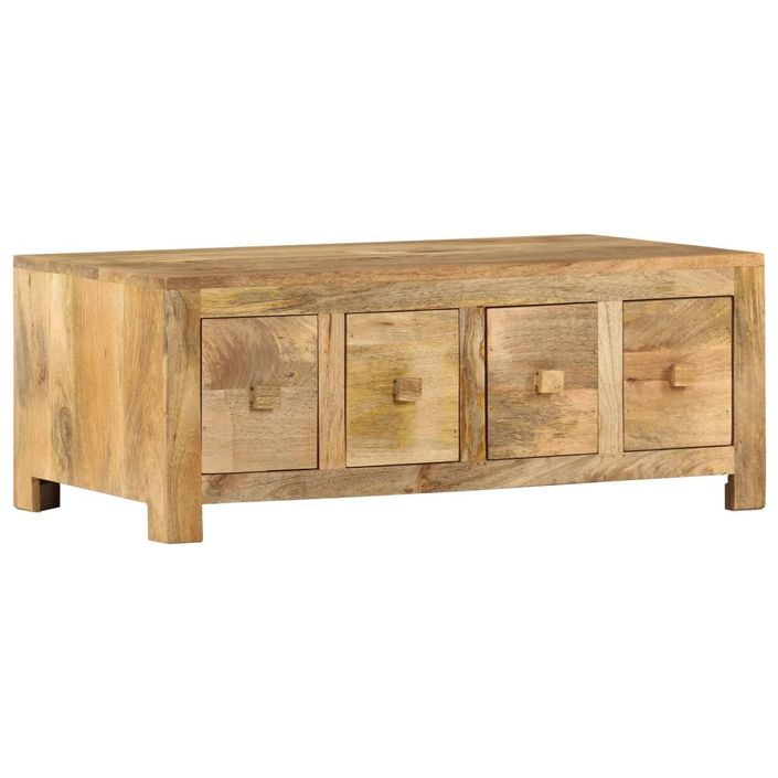 Table basse avec 4 tiroirs 90x50x35 cm Bois solide de manguier - Photo n°9