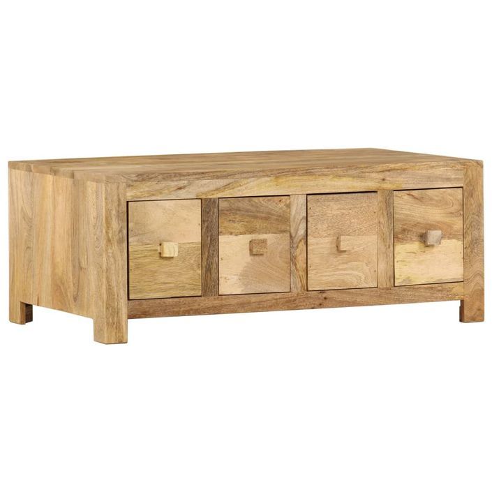 Table basse avec 4 tiroirs 90x50x35 cm Bois solide de manguier - Photo n°10