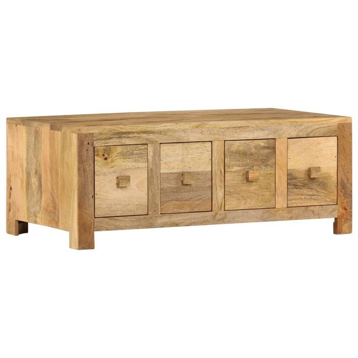 Table basse avec 4 tiroirs 90x50x35 cm Bois solide de manguier - Photo n°11