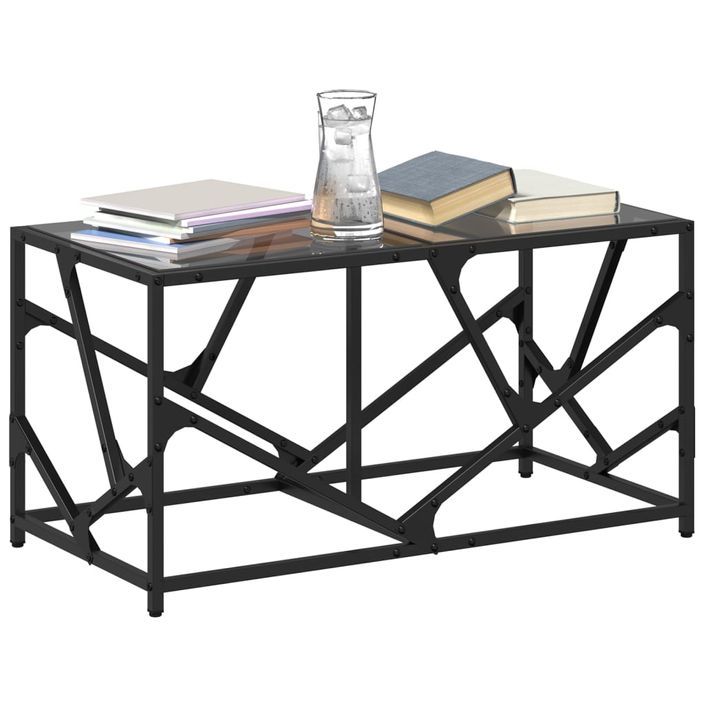 Table basse avec dessus en verre noir 78,5x40x41 cm acier - Photo n°3