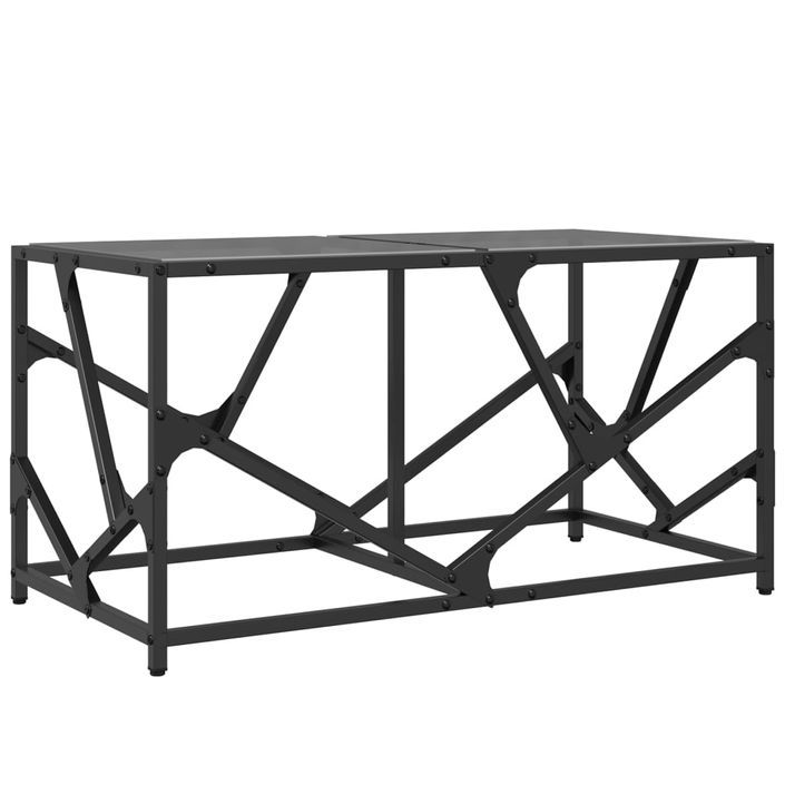 Table basse avec dessus en verre noir 78,5x40x41 cm acier - Photo n°6