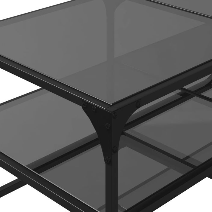 Table basse avec dessus en verre noir 98,5x50x45 cm acier - Photo n°8