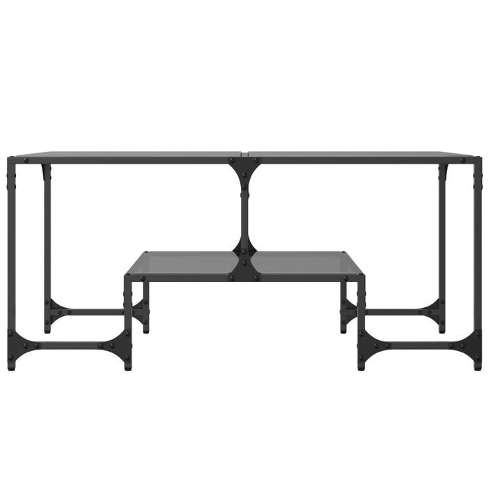 Table basse avec dessus en verre noir 98,5x50x45 cm acier - Photo n°4