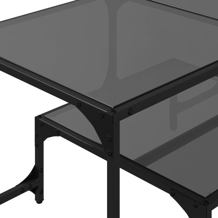 Table basse avec dessus en verre noir 98,5x50x45 cm acier - Photo n°8