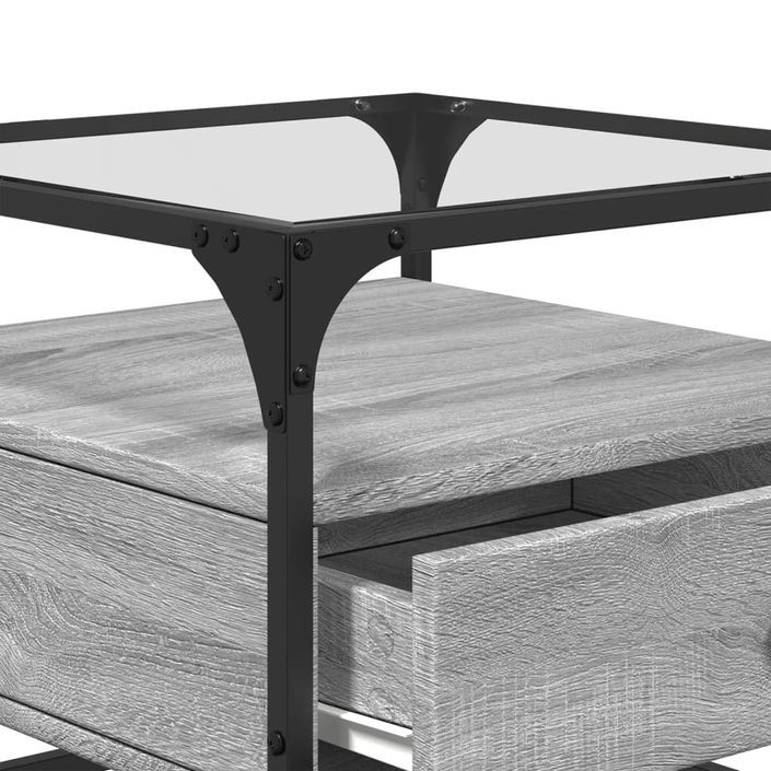 Table basse avec dessus en verre sonoma gris 50x50x45 acier - Photo n°8