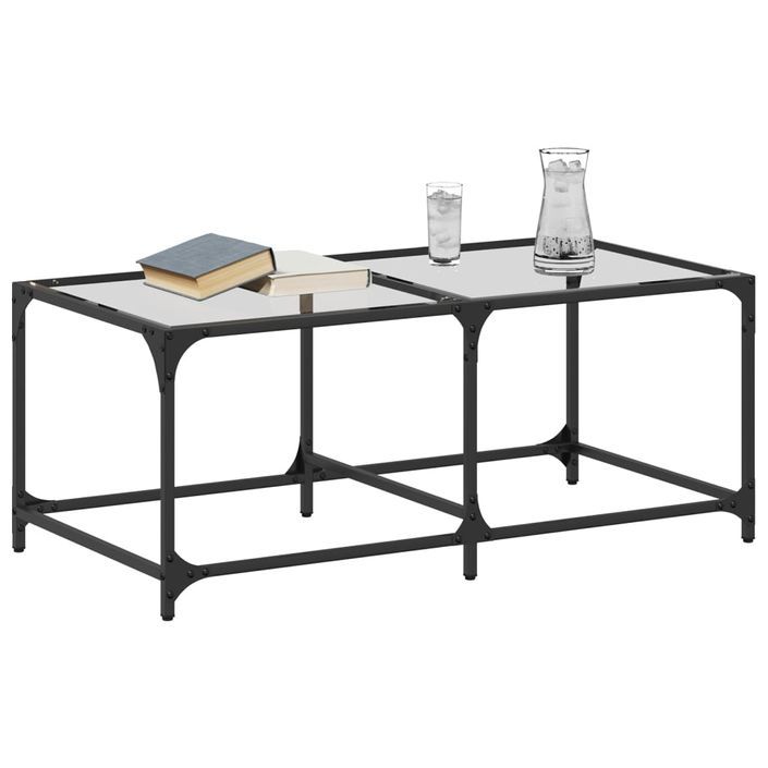 Table basse avec dessus en verre transparent 98,5x50x40cm acier - Photo n°3