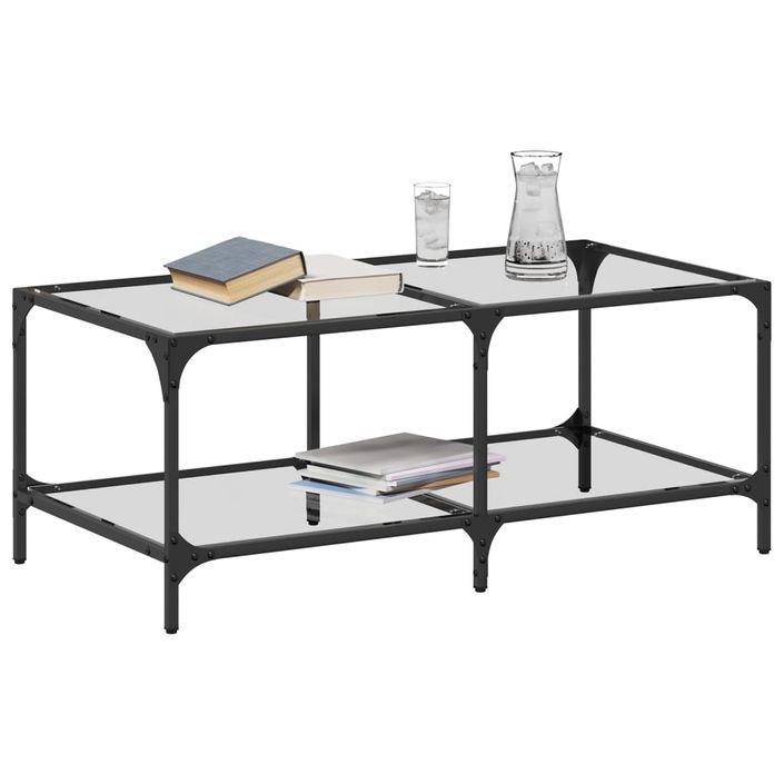 Table basse avec dessus en verre transparent 98,5x50x40cm acier - Photo n°3