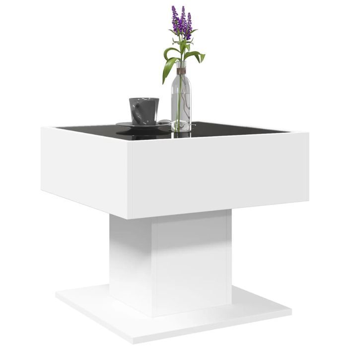 Table basse avec LED blanc 50x50x45 cm bois d'ingénierie - Photo n°5