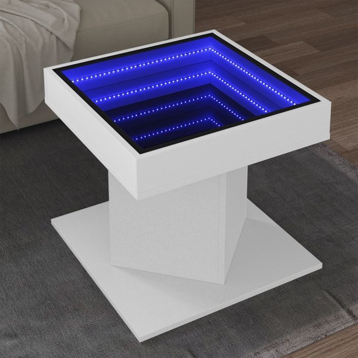 Table basse avec LED blanc 50x50x45 cm bois d'ingénierie - Photo n°1