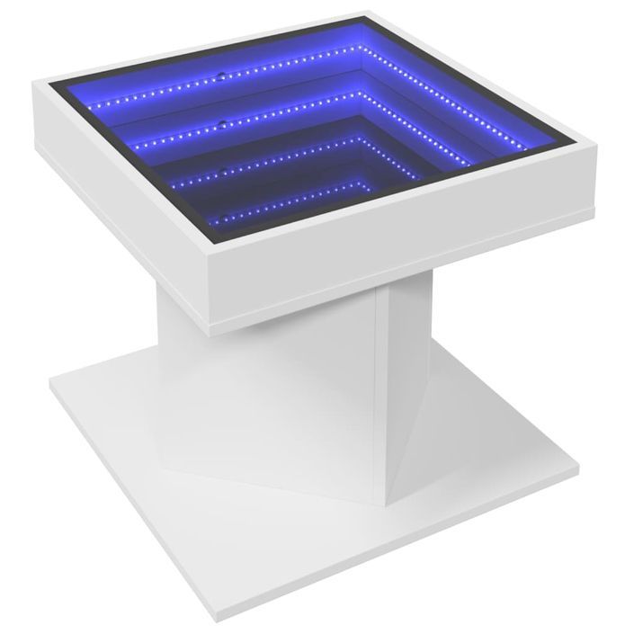 Table basse avec LED blanc 50x50x45 cm bois d'ingénierie - Photo n°3