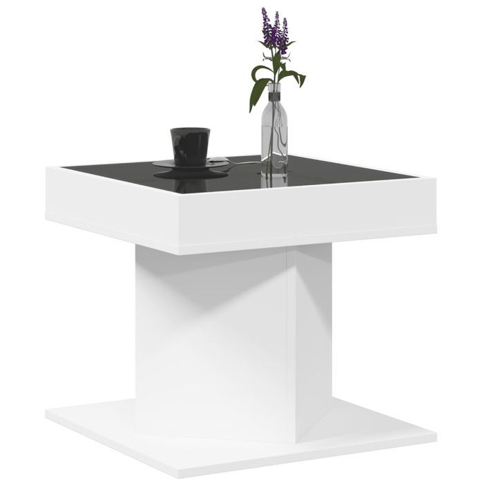 Table basse avec LED blanc 50x50x45 cm bois d'ingénierie - Photo n°5