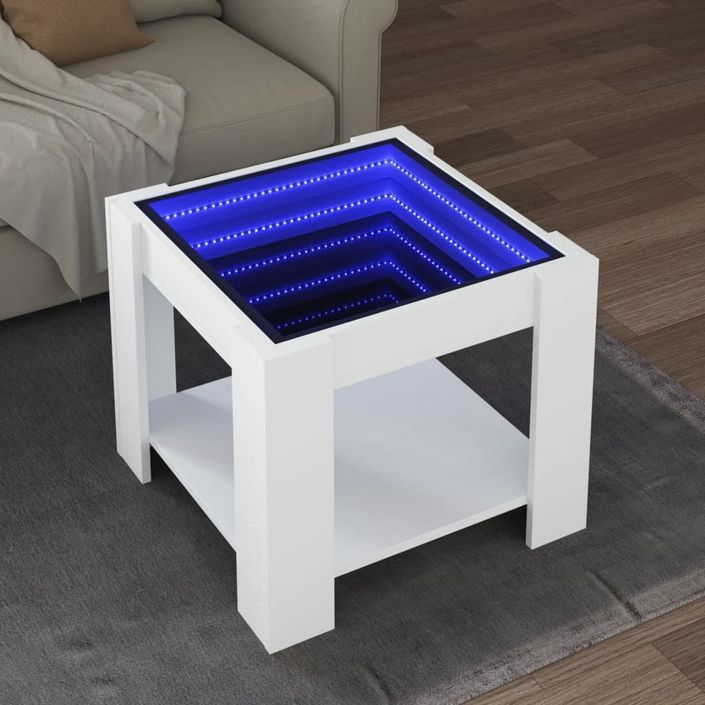 Table basse avec LED blanc 53x53x45 cm bois d'ingénierie - Photo n°1