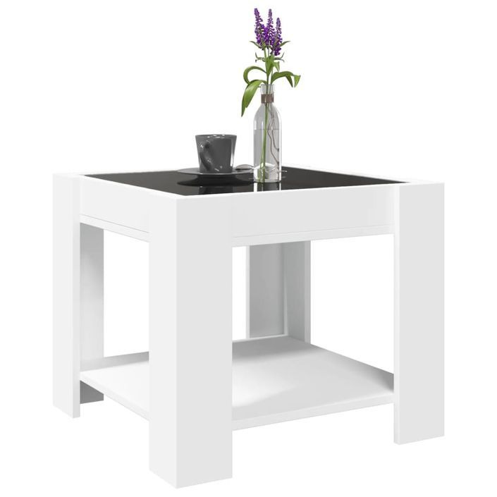 Table basse avec LED blanc 53x53x45 cm bois d'ingénierie - Photo n°5