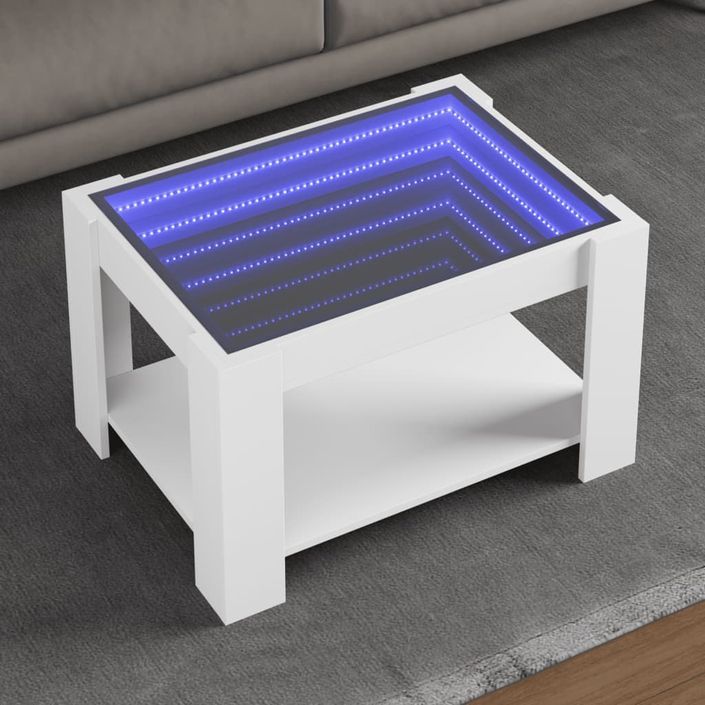 Table basse avec LED blanc 73x53x45 cm bois d'ingénierie - Photo n°1