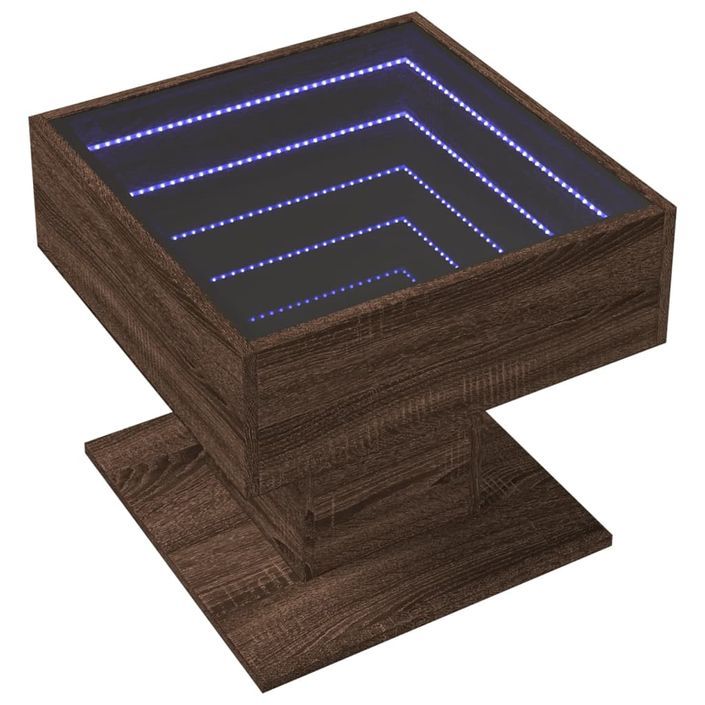 Table basse avec LED chêne marron 50x50x45 cm bois d'ingénierie - Photo n°3