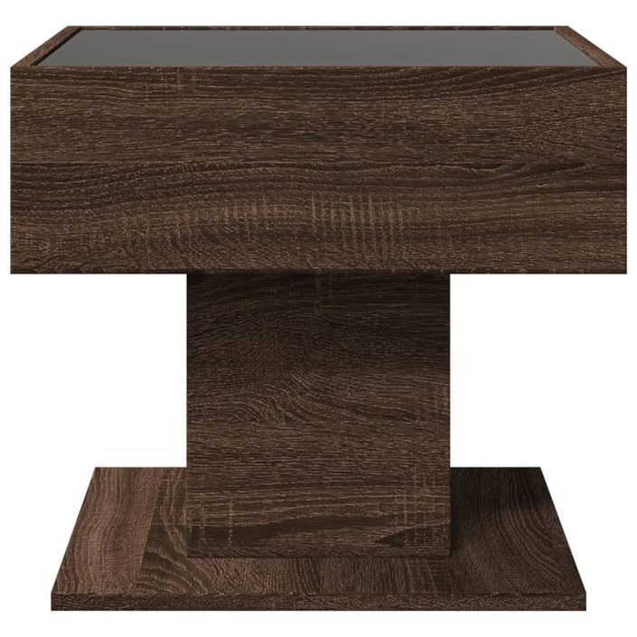 Table basse avec LED chêne marron 50x50x45 cm bois d'ingénierie - Photo n°7