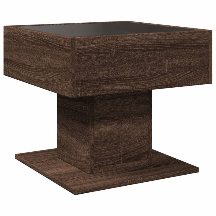 Table basse avec LED chêne marron 50x50x45 cm bois d'ingénierie - Photo n°8