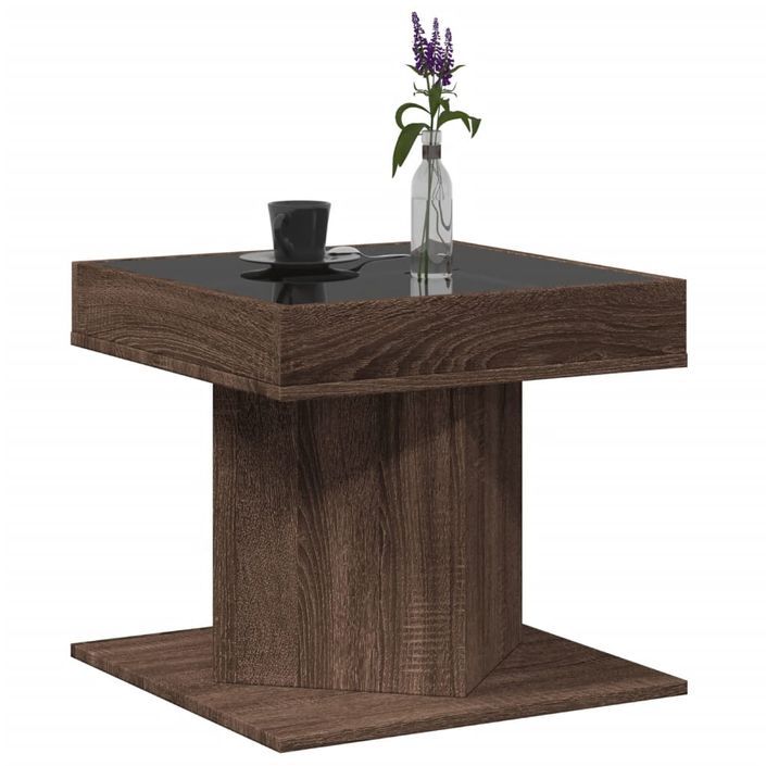 Table basse avec LED chêne marron 50x50x45 cm bois d'ingénierie - Photo n°5