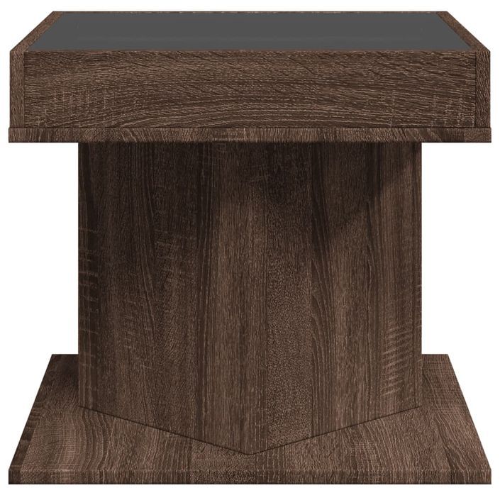 Table basse avec LED chêne marron 50x50x45 cm bois d'ingénierie - Photo n°7