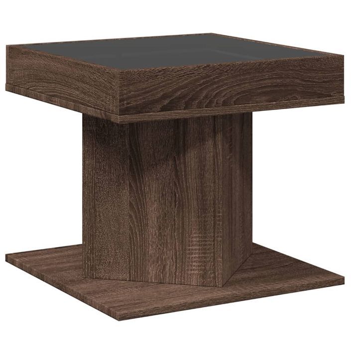 Table basse avec LED chêne marron 50x50x45 cm bois d'ingénierie - Photo n°8