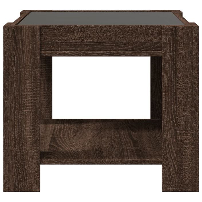 Table basse avec LED chêne marron 53x53x45 cm bois d'ingénierie - Photo n°7