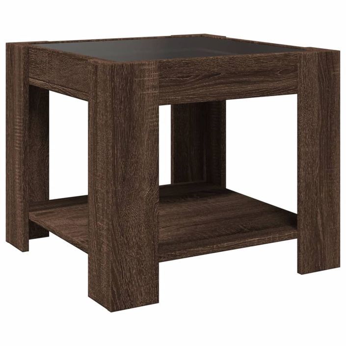 Table basse avec LED chêne marron 53x53x45 cm bois d'ingénierie - Photo n°8