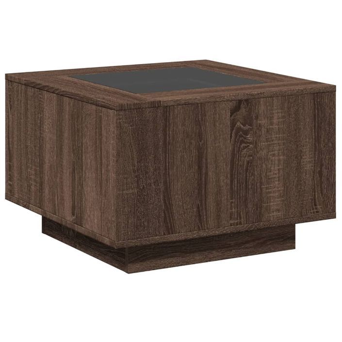 Table basse avec LED chêne marron 60x60x40 cm bois d'ingénierie - Photo n°8