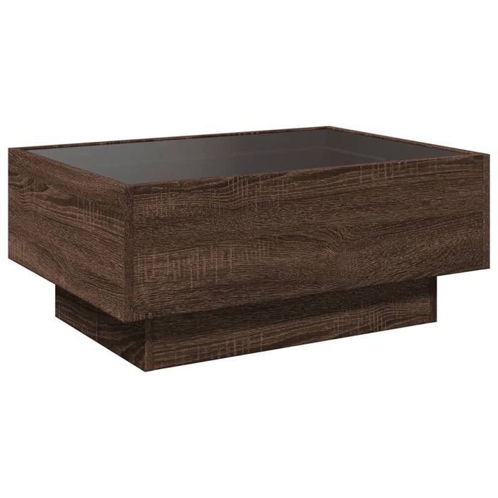 Table basse avec LED chêne marron 70x50x30 cm bois d'ingénierie - Photo n°8