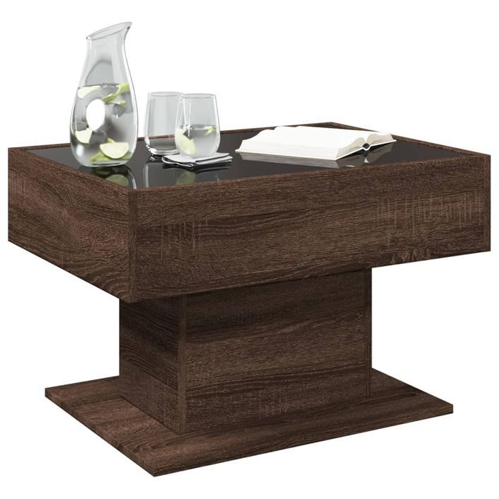 Table basse avec LED chêne marron 70x50x45 cm bois d'ingénierie - Photo n°5