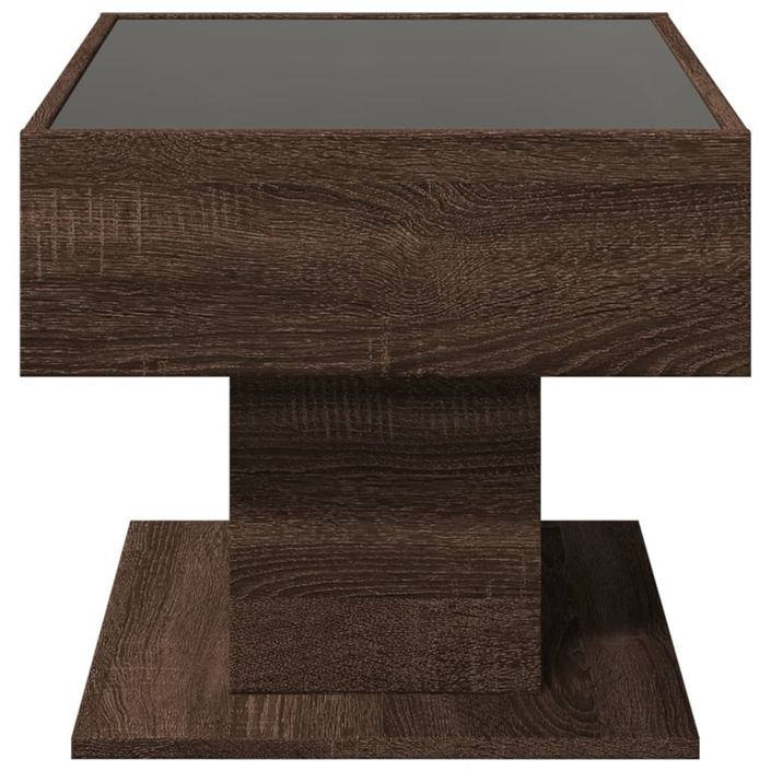 Table basse avec LED chêne marron 70x50x45 cm bois d'ingénierie - Photo n°7