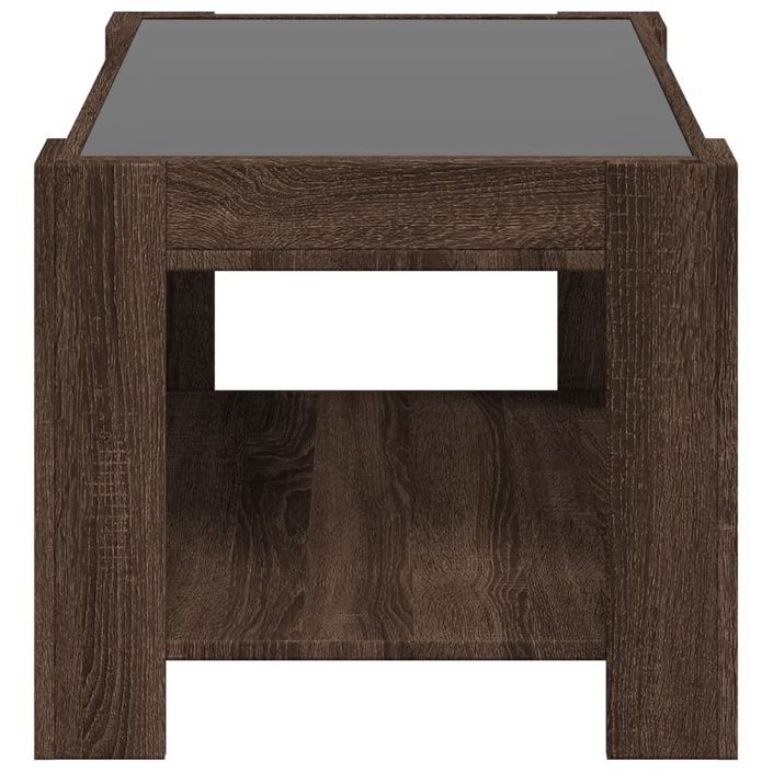 Table basse avec LED chêne marron 73x53x45 cm bois d'ingénierie - Photo n°7