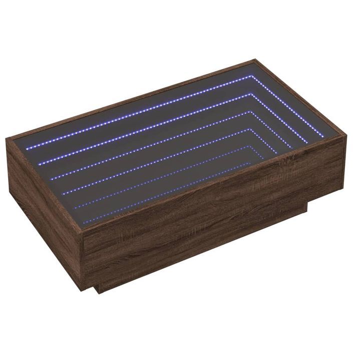 Table basse avec LED chêne marron 90x50x30 cm bois d'ingénierie - Photo n°3