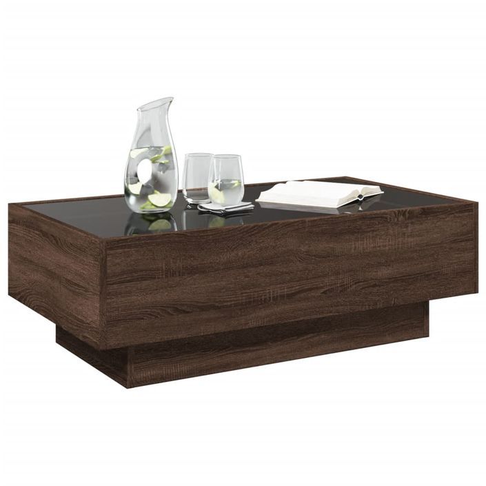 Table basse avec LED chêne marron 90x50x30 cm bois d'ingénierie - Photo n°5