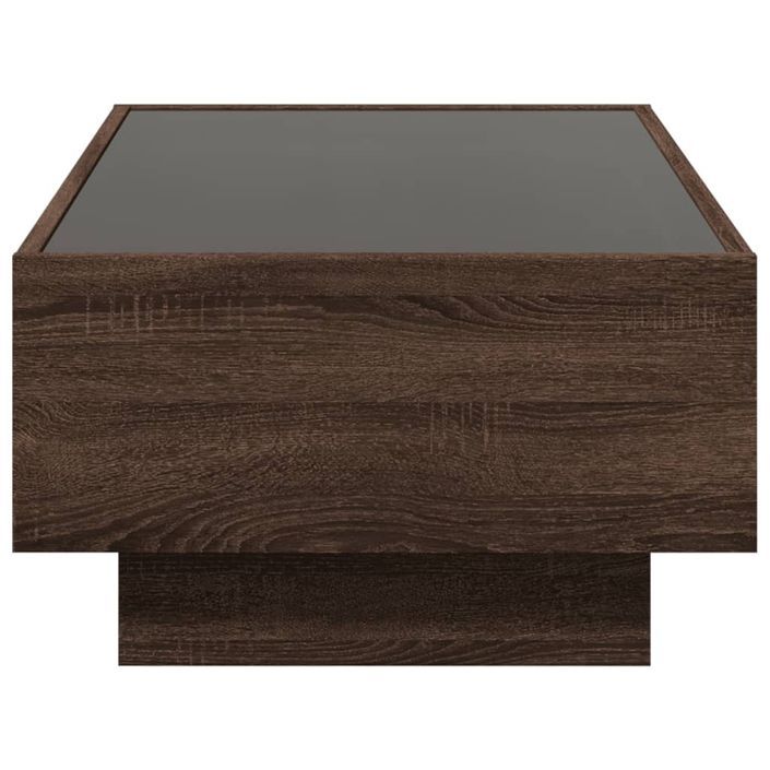 Table basse avec LED chêne marron 90x50x30 cm bois d'ingénierie - Photo n°7