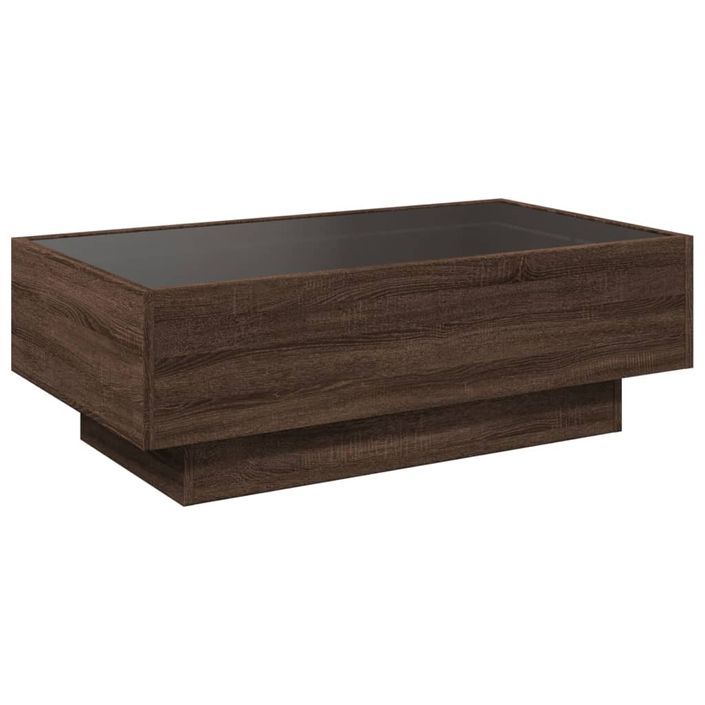 Table basse avec LED chêne marron 90x50x30 cm bois d'ingénierie - Photo n°8