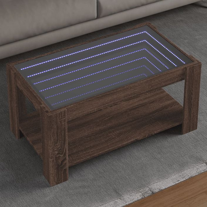 Table basse avec LED chêne marron 93x53x45 cm bois d'ingénierie - Photo n°1