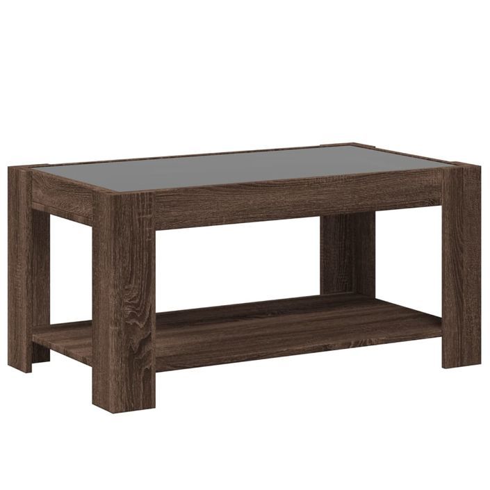 Table basse avec LED chêne marron 93x53x45 cm bois d'ingénierie - Photo n°8