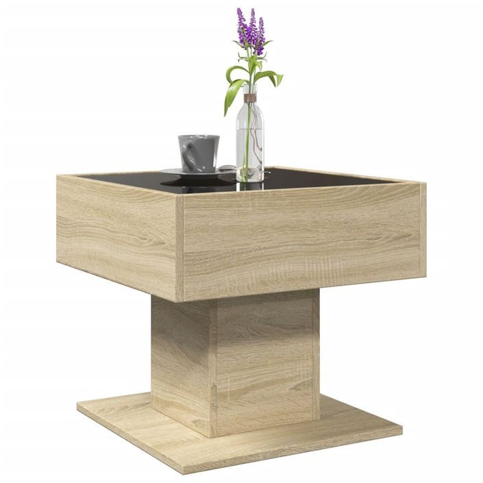 Table basse avec LED chêne sonoma 50x50x45 cm bois d'ingénierie - Photo n°5