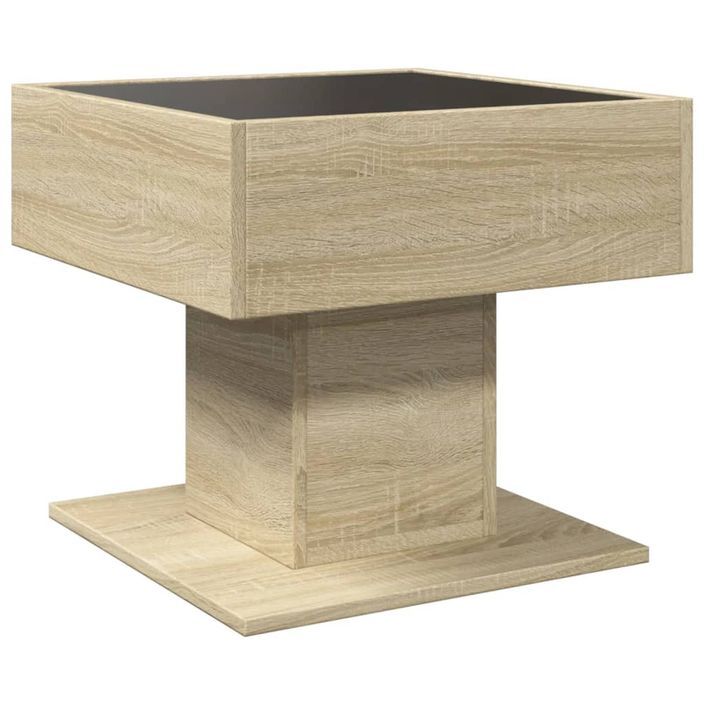 Table basse avec LED chêne sonoma 50x50x45 cm bois d'ingénierie - Photo n°8