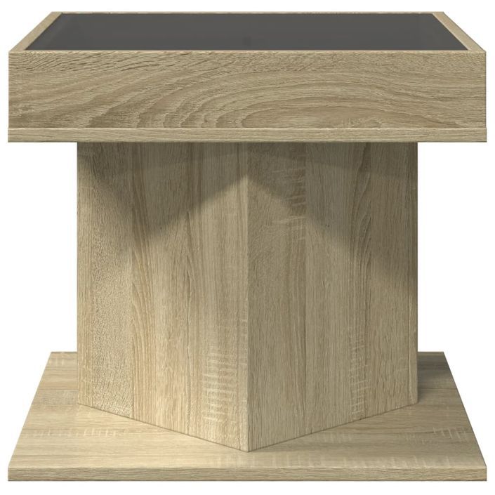 Table basse avec LED chêne sonoma 50x50x45 cm bois d'ingénierie - Photo n°6