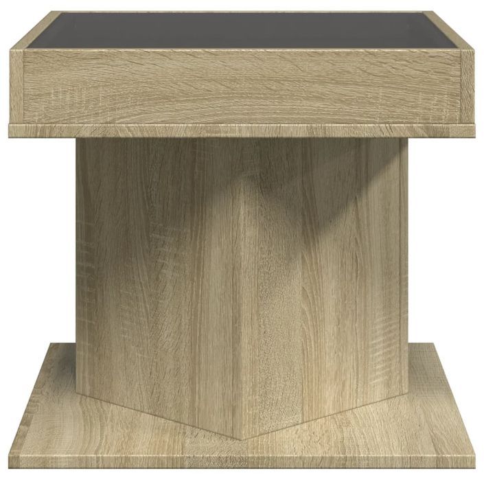 Table basse avec LED chêne sonoma 50x50x45 cm bois d'ingénierie - Photo n°7