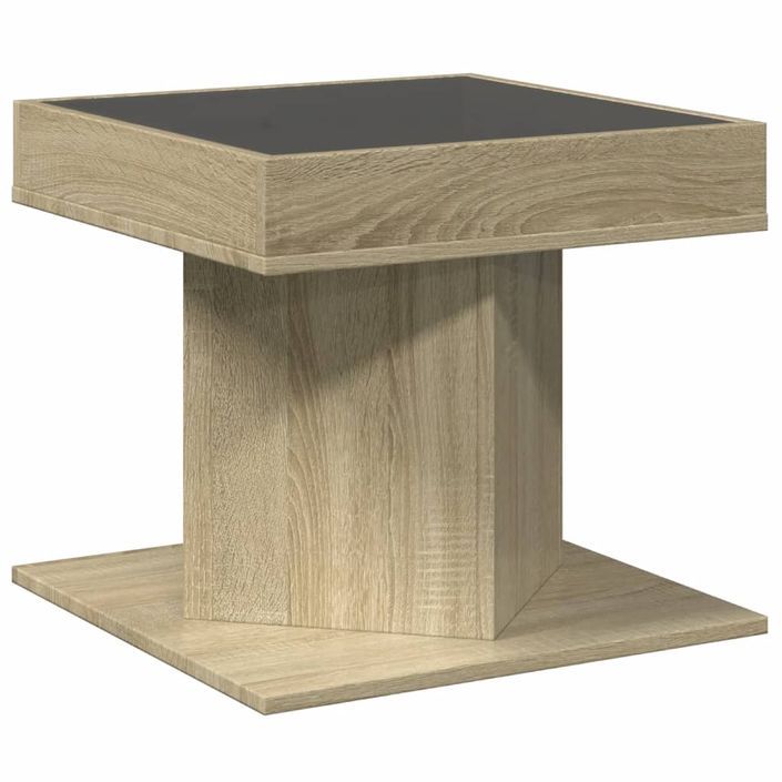 Table basse avec LED chêne sonoma 50x50x45 cm bois d'ingénierie - Photo n°8