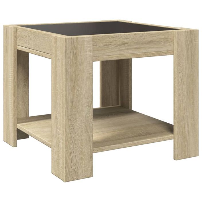 Table basse avec LED chêne sonoma 53x53x45 cm bois d'ingénierie - Photo n°8