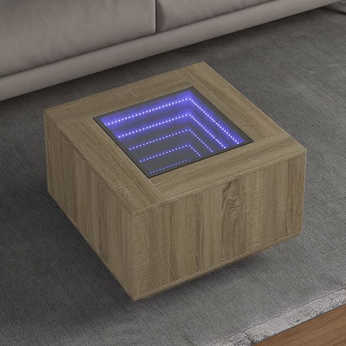 Table basse avec LED chêne sonoma 60x60x40 cm bois d'ingénierie - Photo n°1