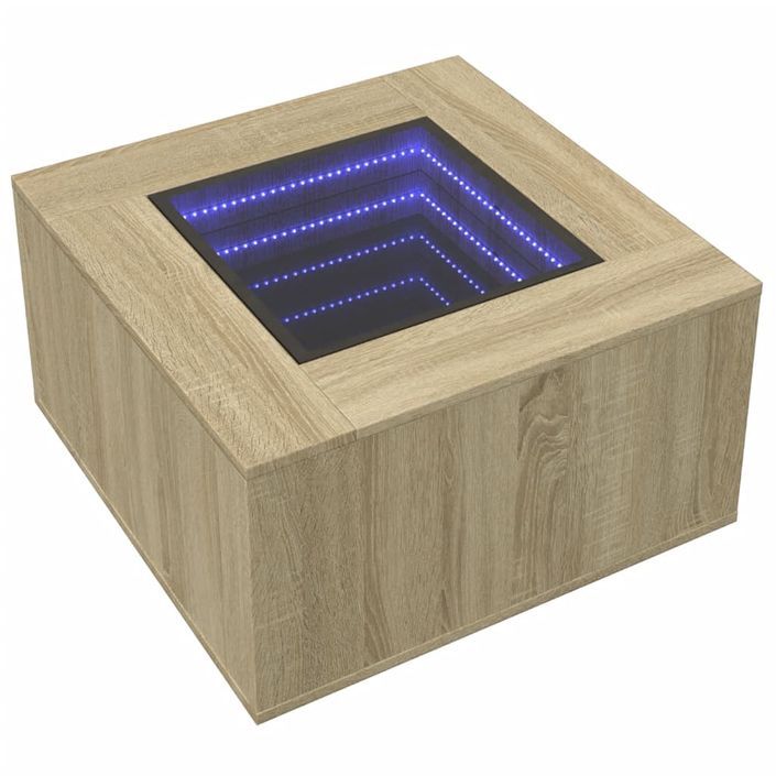 Table basse avec LED chêne sonoma 60x60x40 cm bois d'ingénierie - Photo n°3