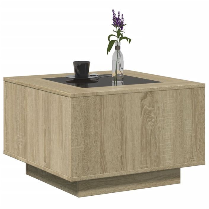 Table basse avec LED chêne sonoma 60x60x40 cm bois d'ingénierie - Photo n°5