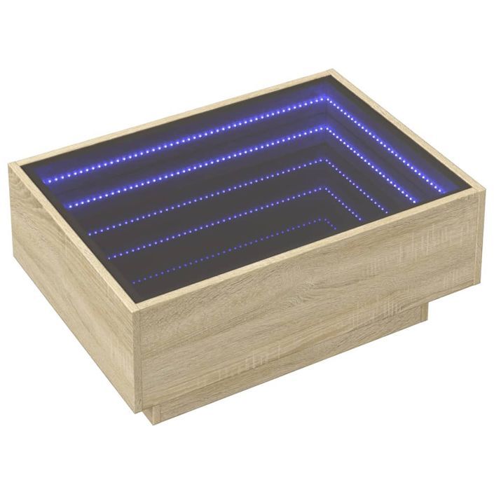 Table basse avec LED chêne sonoma 70x50x30 cm bois d'ingénierie - Photo n°3