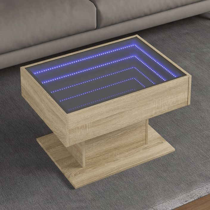 Table basse avec LED chêne sonoma 70x50x45 cm bois d'ingénierie - Photo n°1