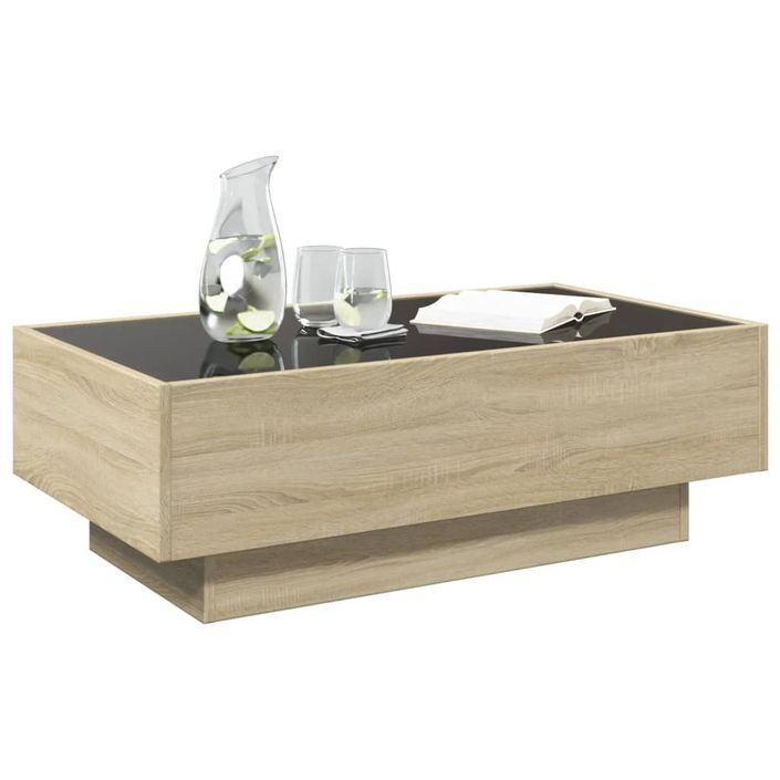 Table basse avec LED chêne sonoma 90x50x30 cm bois d'ingénierie - Photo n°5